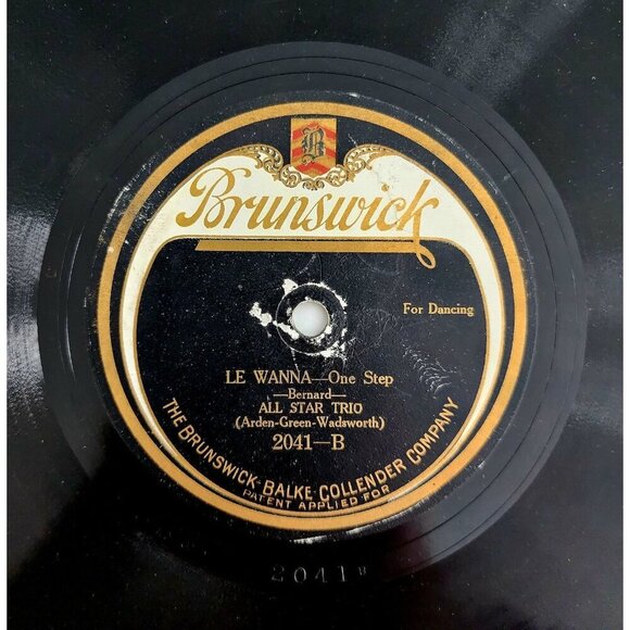 1920 All Star Trio Fox Trot 78 Record 10" Love Nest Le Wanna Brunswick Jazz 78A - Picture 2 of 2